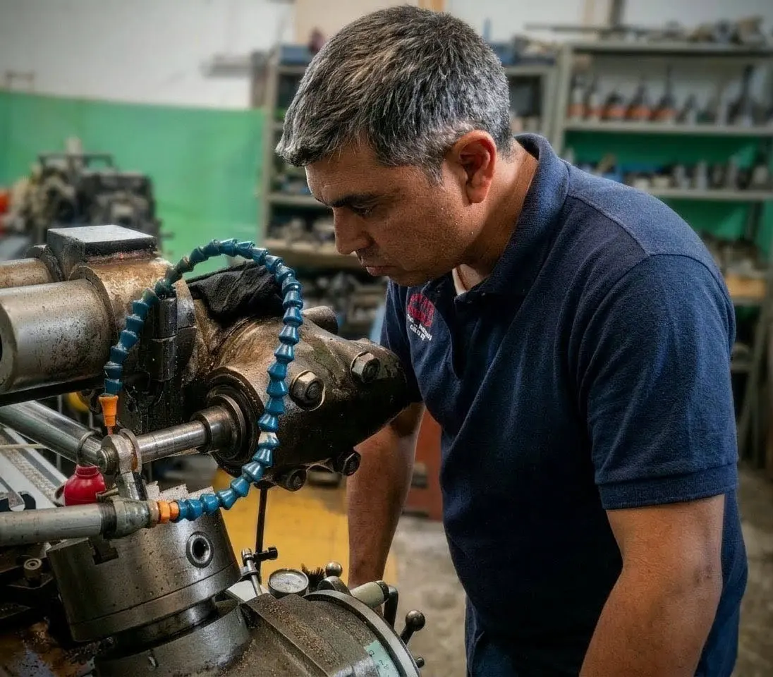 Precision engineer overseeing intricate work on a milling machine